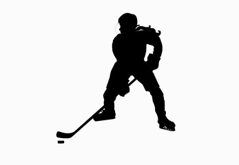Female Hockey Player with Puck