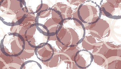 Unique hand drawn circle stamps textile print. Round shape blob overlapping elements vector 