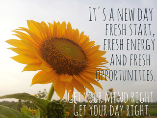 Inspirational motivational quote - It is a new day, fresh start, fresh energy, and fresh...