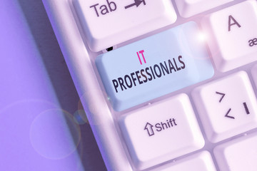 Handwriting text writing It Professionals. Conceptual photo any demonstrating associatedand expert with the computer world