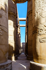 Columns in the great hypostyle hall of the Karnak temple