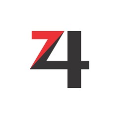 Obraz premium 74 number logo design vector