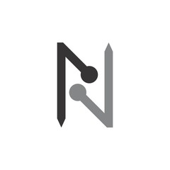 N letter logo design vector