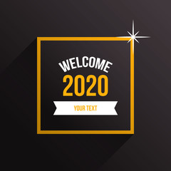 Modern New year 2020 design banner with star and particles. Design banner for social media post. Text number of 2020 new year eve. Glowing firework illustration