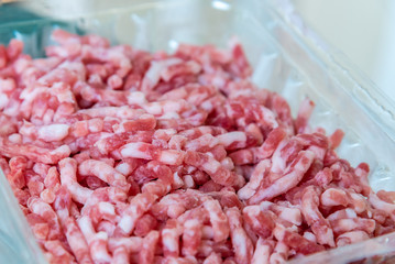 Raw food minced pork meat close up image.