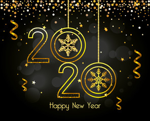Happy new year 2020 design, Welcome celebrate greeting card happy decorative and celebration theme Vector illustration