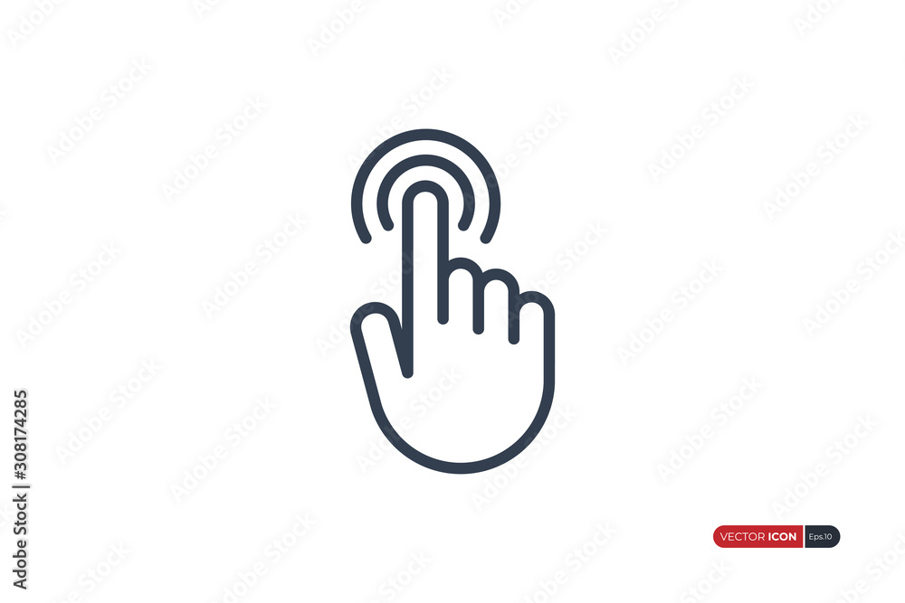 Poster click icon. clicking finger hand pointer isolated on white background. flat vector icon design templ