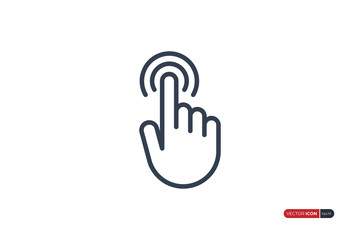 Click Icon.  Clicking Finger Hand Pointer isolated on white background. Flat Vector Icon Design Template Element