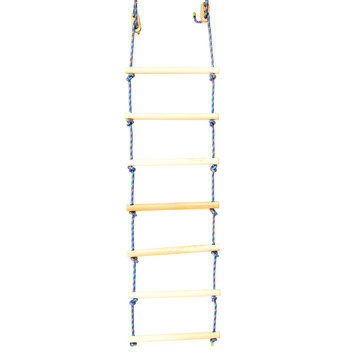rope-ladder made of wood on the white background .