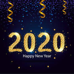 Happy new year 2020 design, Welcome celebrate greeting card happy decorative and celebration theme Vector illustration