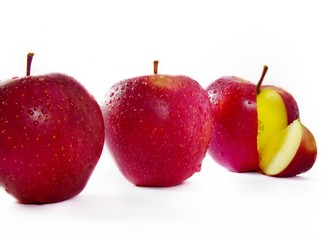 red apples on white background
