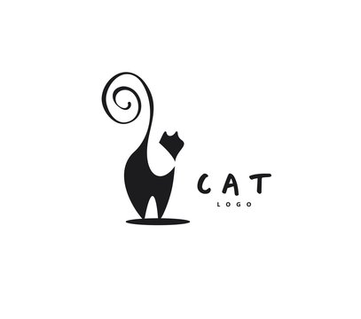 Cat logo silhouette black color vector