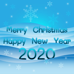 Merry christmas and happy new year on snow winter background