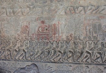 Stone carving in Angkor Wat, Cambodia