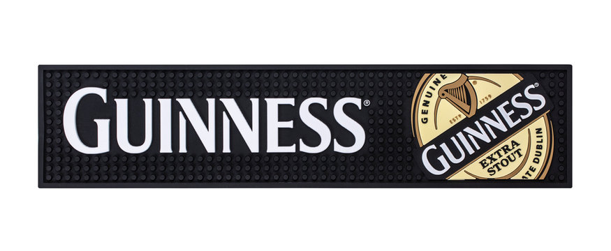 Guinness Rubber beer mat on a white background