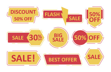 set of label tag collection for sale banner. sale ribbon price. discount promotion design