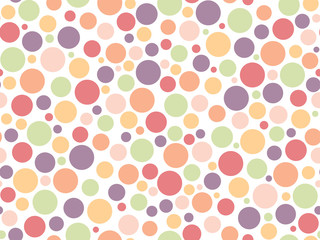 Seamless colorful dots pattern. Confetti on a light background. Creative vector picture with balls, circles. Funny wallpaper for textile and fabric. Fashion style. Violet, Pink, Red, Green.