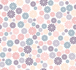 Seamless floral pattern isolated on white background. Spring collection with colorful flowers. Wallpaper. Vector illustration.