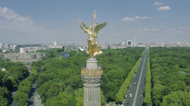 Berlin. Victory Column. Siegess&auml;ule. Aerial view. Germany (Summer 2019, Original 4K)