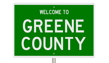 Rendering of a 3d green highway sign for Greene County