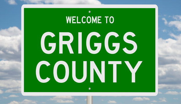 Rendering of a 3d green highway sign for Griggs County