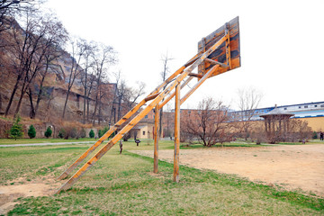 wooden basketball hoop