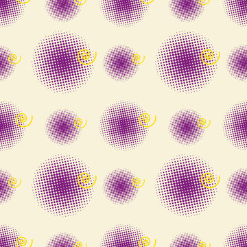 halftone circle with spiral seamless pattern vector illustration background