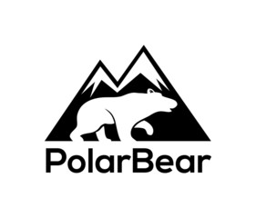 vector of Polar bear with mountain background sign   logo design eps format
