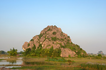 Panoramic view of karst formations in Tam Coc, a part of Trang An Complex , was declared a UNESCO World Heritage Natural and Cultural Monument.Ninh Binh province, Vietnam