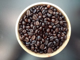 coffee beans in a cup