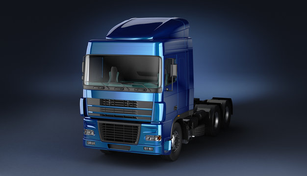 Studio 3d-render of European semi-truck