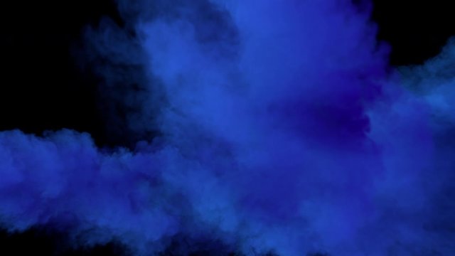 A magical explosion with colored smoke, with trails and fire in the center. Good for appearance of the objects. Separated on pure black background, contains alpha channel.