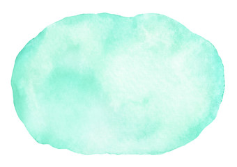 Watercolor abstract brush stroke with stains in trendy color Aqua menthe.