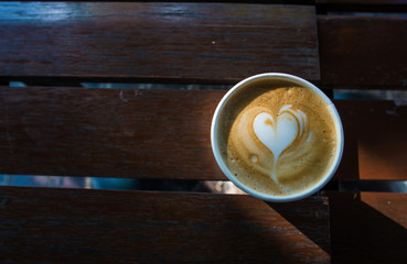 Top view a cup of coffee