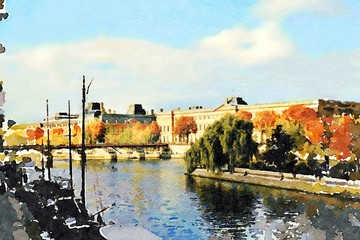 a glimpse of the Seine in Paris in the autumn