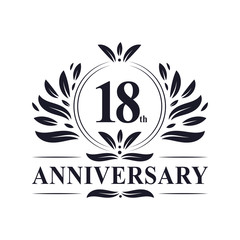 18th Anniversary celebration, luxurious 18 years Anniversary logo design