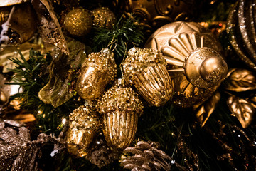 Golden Acorn Christmas Ornaments