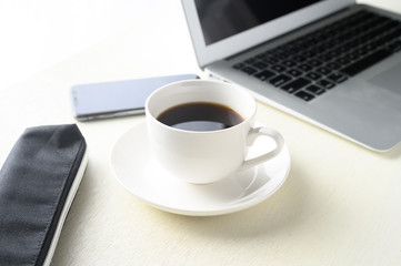 caffee and caffee cup and laptop pc and smartphone
