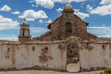 Tomarapi, Bolivia. 10-25-2019. Church at Tomarapi village at Sajama national park.