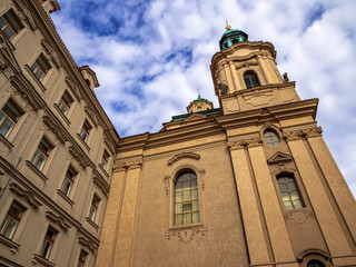 Fototapeta na wymiar Praha Church City architecture with with dark background sky