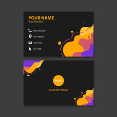 A colorful with simple shape modern business card set. template with  dark background. for company card design.