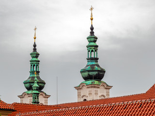 Praha Church City architecture with with dark background sky