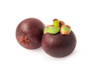 Fresh mangosteen isolated on white background.