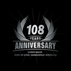 108 years logo design template. Anniversary vector and illustration template.