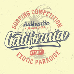 California Furfing Competition - Aged Tee Design For Printing