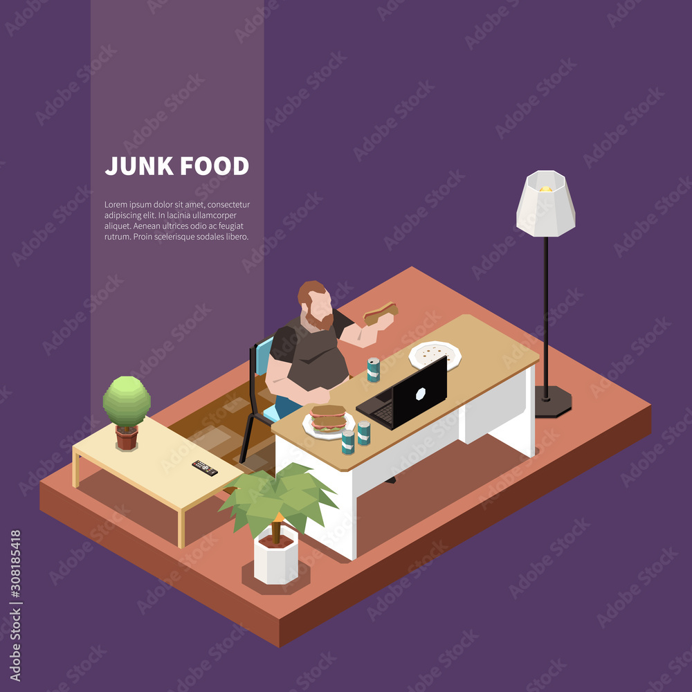 Sticker Gluttony Isometric Concept