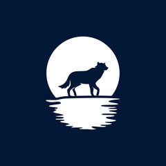 Wolf Creative Concept Logo Design Template. Wolf silhouette isolated on white background vector illustration.