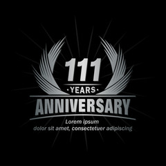 111 years logo design template. Anniversary vector and illustration template.