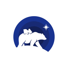 Bear logo designs vector. Walking bear illustration.