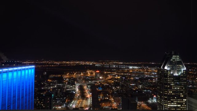 MONTREAL, CANADA - Aerial Night View of Downtown Montreal City